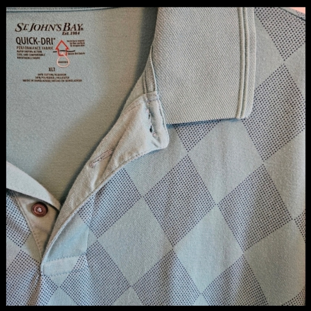St. John's Bay XLT Quick-Dri Men's Polo Shirt - Light Blue Short Sleeve